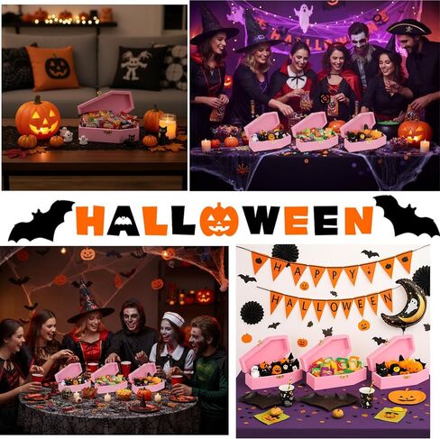 Thyle 12 Pcs Bulk Halloween Wood Coffin Box 6 Inch Candy Mini Coffins Unfinished Funeral Small Box for Goth Jewelry Party Favors Gift Decorations (Black) in Saudi Arabia