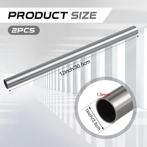 Hicarer 2 Pcs 1-1/2" OD 304 Stainless Steel Tubing 24 Inch Length Thickened Pipe Wall & Weldable Tubing 16 Gauge Round Metal Tube Industrial for Home Furnishing, Machinery in Saudi Arabia
