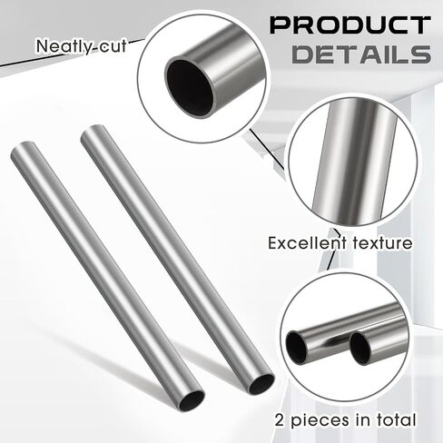 Hicarer 2 Pcs 1-1/2" OD 304 Stainless Steel Tubing 24 Inch Length Thickened Pipe Wall & Weldable Tubing 16 Gauge Round Metal Tube Industrial for Home Furnishing, Machinery in Saudi Arabia