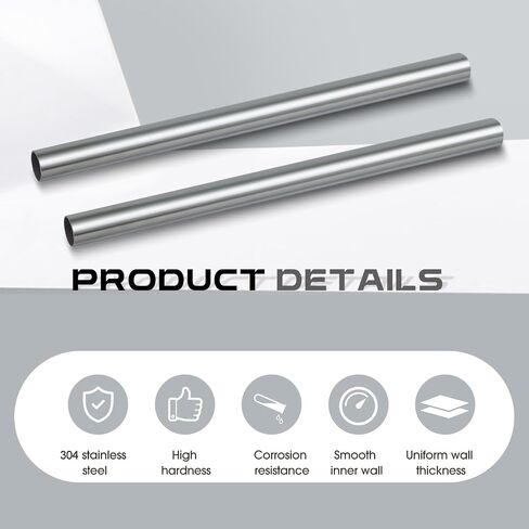 Hicarer 2 Pcs 1-1/2" OD 304 Stainless Steel Tubing 24 Inch Length Thickened Pipe Wall & Weldable Tubing 16 Gauge Round Metal Tube Industrial for Home Furnishing, Machinery in Saudi Arabia