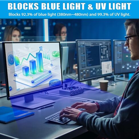 PYS 24 Inch Monitor Privacy Screen for 16:9 Computer Monitors – Anti-Glare Removable Filter Shields Sensitive Data, Reduces Blue Light & Protects Eyes for Home/Office Use in Saudi Arabia