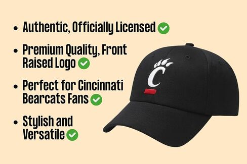 قبعة University Cincinnati Classic Edition MVP قبعة شعار الفريق مطرزة قابلة للتعديل (أسود) in Saudi Arabia