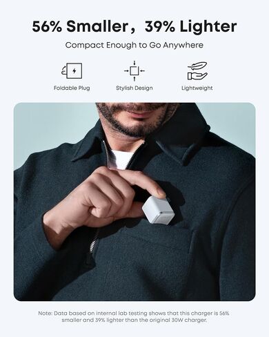 Anker iPhone Charger, 45W Type C Fast Charging, USB C Charger Block | Includes 6FT USB-C Cable and Foldable Plug, for iPhone 17/16 Series,MacBook, Pixel 9, iPad and More in Kuwait