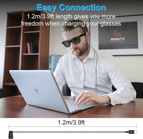 RCstyle Hibloks Charging Cable for Ray-Ban Meta Wayfarer (RW4006&RW4008) Smart Glasses Accessories, 3.9ft Type-C Charging While Using, Portable for Travel/Car/Phone/Laptop/Power Bank Charging in Kuwait