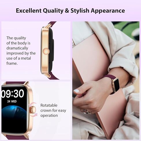 Smart Watch for Women, 2025 New Smartwatch (Answer/Make Call) for iPhone/Android, 1.85" HD Dynamic Dial Fitness Tracker with 110+ Sport Modes, Sleep/Health Monitor, IP68 Waterproof, with 2 Bands in Kuwait