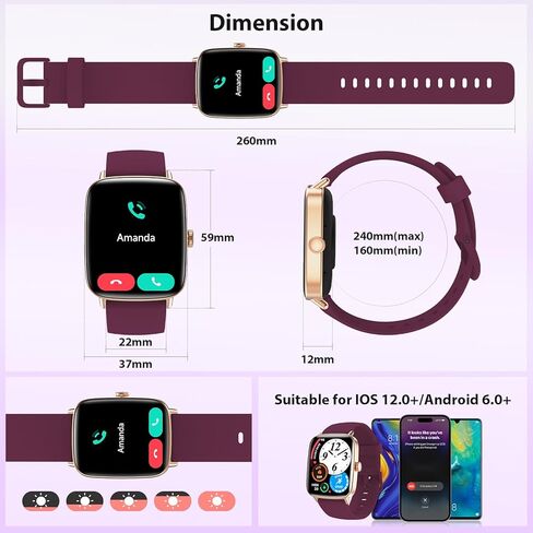 Smart Watch for Women, 2025 New Smartwatch (Answer/Make Call) for iPhone/Android, 1.85" HD Dynamic Dial Fitness Tracker with 110+ Sport Modes, Sleep/Health Monitor, IP68 Waterproof, with 2 Bands in Kuwait