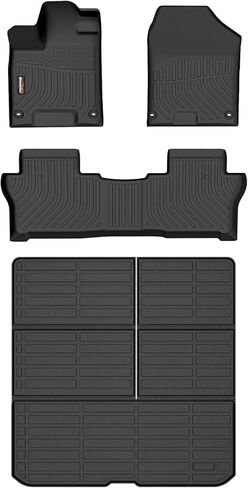 سجادات أرضية Binmotor لجميع الأحوال الجوية لسيارة VW Atlas Cross Sport (5 موديلات الركاب فقط) 2020-2025، مجموعة كاملة من سجادات السيارة من مادة TPE، بطانات أرضية السيارة شديدة التحمل، ملحقات رياضية سوداء من Atlas Cross in Kuwait