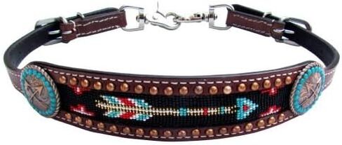 Showman Medium Oil Leather Wither Strap w/Arrow Beaded Design in Saudi Arabia