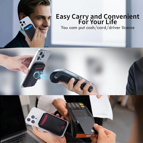 for MagSafe Wallet with Adjustable Stand,Stronger Magnetic Wallet for iPhone,3 Individual Card Slots Holder,Open ID Window,Vegan Leather RFID wallet for iPhone 16/15/14/13/12,Black in Kuwait