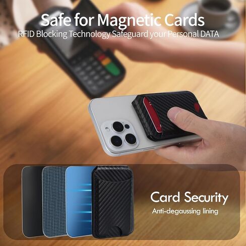 for MagSafe Wallet with Adjustable Stand,Stronger Magnetic Wallet for iPhone,3 Individual Card Slots Holder,Open ID Window,Vegan Leather RFID wallet for iPhone 16/15/14/13/12,Black in Kuwait