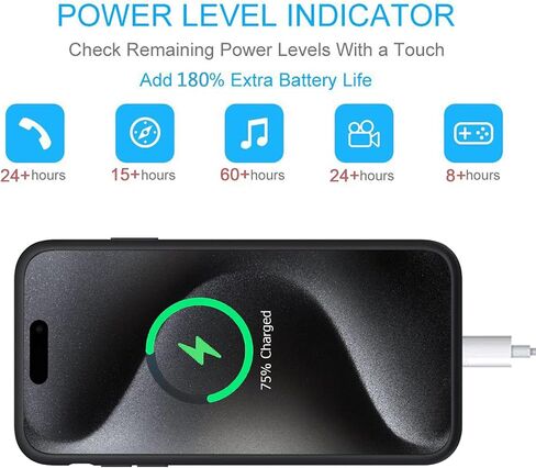 علبة بطارية لـ iPhone 14 Pro Max ، بحالة شحن وقائية محمولة 8500 مللي أمبير في الساعة مع شحن شحن لاسلكي متوافق مع iPhone 14 Pro Max (6.7 بوصة) شاحن حزمة حزمة المعاد شحن (أسود) in Saudi Arabia