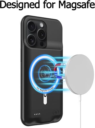 علبة بطارية لـ iPhone 14 Pro Max ، بحالة شحن وقائية محمولة 8500 مللي أمبير في الساعة مع شحن شحن لاسلكي متوافق مع iPhone 14 Pro Max (6.7 بوصة) شاحن حزمة حزمة المعاد شحن (أسود) in Saudi Arabia