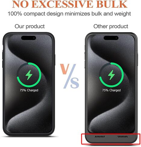 علبة بطارية لـ iPhone 14 Pro Max ، بحالة شحن وقائية محمولة 8500 مللي أمبير في الساعة مع شحن شحن لاسلكي متوافق مع iPhone 14 Pro Max (6.7 بوصة) شاحن حزمة حزمة المعاد شحن (أسود) in Saudi Arabia