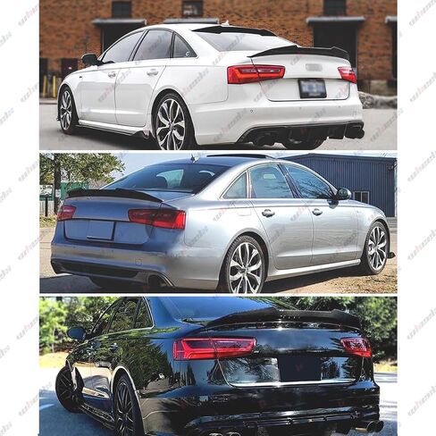المفسد الخلفي متوافق مع 2012-2018 Audi A6 S6 C7 ، PSM نمط PSM حزام البط يناسب 12-18 سيارة سيدان 4 أبواب ، الجذع الخارجي مرتفع ركلة سطح السفينة غطاء الشفة الجناح (نمط ألياف الكربون) in Kuwait