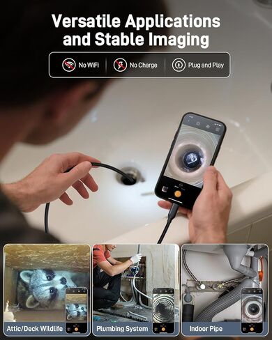 Anykit USB Endoscope Camera with 8 Adjustable LED Lights, Semi-Rigid Broscope Snake Camera, IP67 Waterproof Inspection Cam Compatible with iPhone/iPad and Android Devices (9.8 ft) in Saudi Arabia