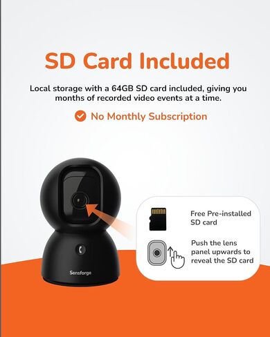 Indoor Pan-Tilt Home Security Camera - Free Human Motion Pet Detection for Daily Baby and Pet Monitor, SD Card Included, NO Monthly fee, 2.5k high Resolution Video and Night Color Vision in Saudi Arabia
