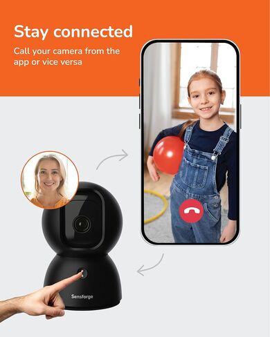 Indoor Pan-Tilt Home Security Camera - Free Human Motion Pet Detection for Daily Baby and Pet Monitor, SD Card Included, NO Monthly fee, 2.5k high Resolution Video and Night Color Vision in Saudi Arabia