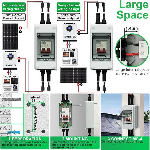 Solar DC Dischonnect Switch 16 AMP 500V DC Breaker Miniature Circuit مع مربع مقاوم للماء IP65 لـ PV stystem و RV و Solar في الهواء الطلق in Kuwait