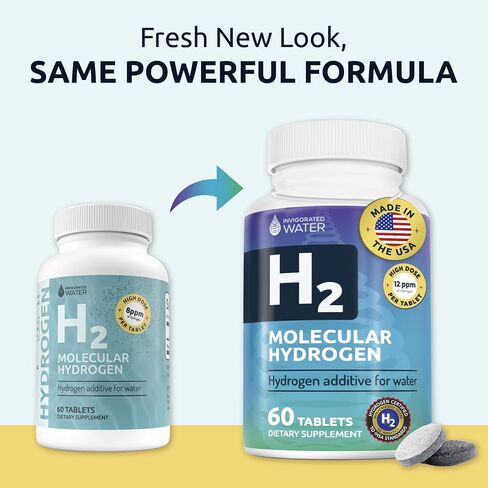 Invigorated Water - Hydrogen Water Tablets with Magnesium, 60 Servings - H2 Supplements Support Normal Energy, Brain, and Cognitive Health, Non-GMO & Gluten Free in Kuwait