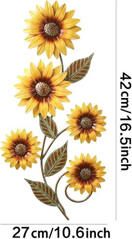 Metal Sunflower Wall Art Decor, Wall Art Hanging Sculptures for Indoor Outdoor Home Bedroom Living Room Porch Hallway or Patio Yard Garden Fence/Office Decorations, 2 PC in Saudi Arabia