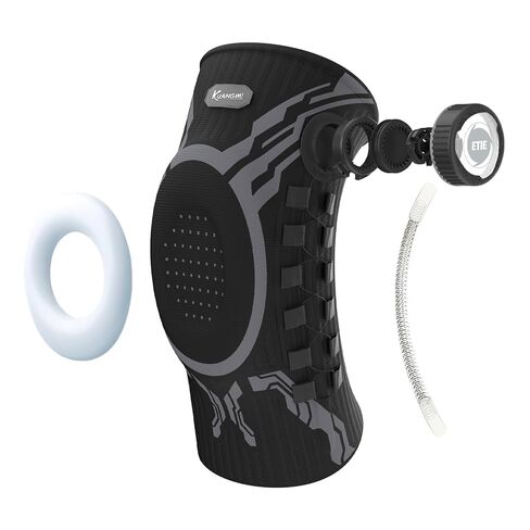 Kuangmi Knob Knee Brace for Pain Relief, Knee Support with Patella Gel Pad & Side Stabilizers, Compression Knee Sleeve for Workout, Arthritis, Joint Pain, Meniscus Tear (Black,Left,Large,Single) in Kuwait