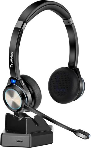 TruVoice BT75 Premium Wireless Headset with V5.2 USB Dongle | Noise Suppression Speakers and NC Microphone | Fast Charging with 22 Hour Continous Talk Time - Connects with 2 Devices Simulataneously in Saudi Arabia
