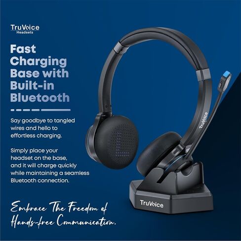 TruVoice BT75 Premium Wireless Headset with V5.2 USB Dongle | Noise Suppression Speakers and NC Microphone | Fast Charging with 22 Hour Continous Talk Time - Connects with 2 Devices Simulataneously in Saudi Arabia