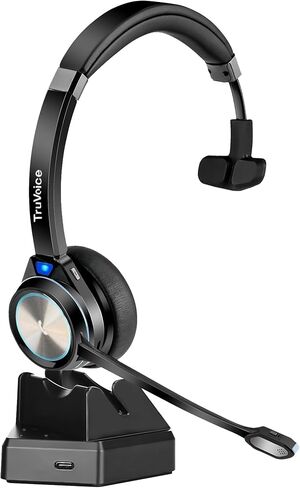 TruVoice BT75 Premium Wireless Headset with V5.2 USB Dongle | Noise Suppression Speakers and NC Microphone | Fast Charging with 22 Hour Continous Talk Time - Connects with 2 Devices Simulataneously in Saudi Arabia