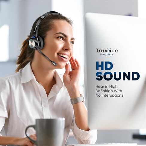 TruVoice BT75 Premium Wireless Headset with V5.2 USB Dongle | Noise Suppression Speakers and NC Microphone | Fast Charging with 22 Hour Continous Talk Time - Connects with 2 Devices Simulataneously in Saudi Arabia