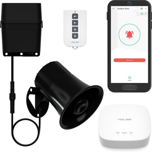 YoLink X3 Version Outdoor Alarm Controller and SirenFob Kit, Ruggedized Battery-Powered Siren/Alarm/Relay Controller, Up to 1/4 Mile Range, 110dB Siren, Alexa, Google, IFTTT, Hub Included in Saudi Arabia