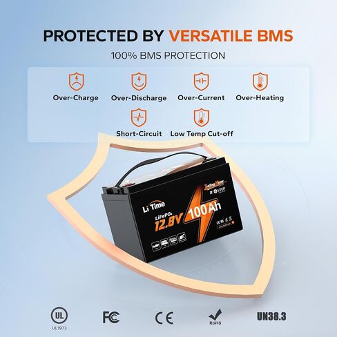 Litime 12V 100ah OBM Bluetooth LifePo4 بطارية مع حماية منخفضة الإيقاع ، مجموعة 31 بطارية الليثيوم ، 100A BMS ، كحد أقصى. 15000 دورة ، مثالية للتصيد المحركات ، RVs ، القارب ، البحرية ، خارج الشبكة in Kuwait