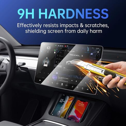 Screen Protector for Tesla Cybertruck 2024 2025 with Alignment Kit, Front Back Tempered Glass Touch Screen Protective for Center Console Dashboard 9H Hardness Anti Glare Fingerprint HD Clear in Kuwait