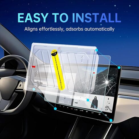 Screen Protector for Tesla Cybertruck 2024 2025 with Alignment Kit, Front Back Tempered Glass Touch Screen Protective for Center Console Dashboard 9H Hardness Anti Glare Fingerprint HD Clear in Kuwait