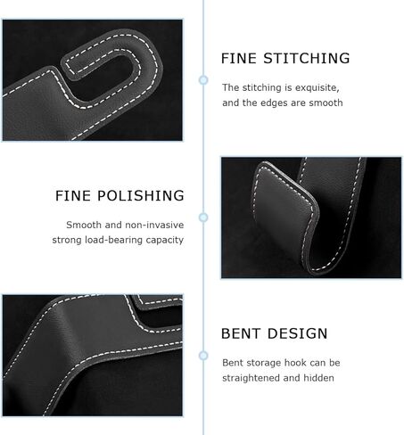 2 PCS Car Seat Headrest Hooks, Microfiber Leather Hanger Holder Hook for Hanging Purse and Bag, Universal Vehicle Back Seat Organizer Hook for Grocery Bag Handbag Coat (Black) in Kuwait