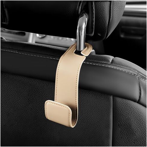 2 PCS Car Seat Headrest Hooks, Microfiber Leather Hanger Holder Hook for Hanging Purse and Bag, Universal Vehicle Back Seat Organizer Hook for Grocery Bag Handbag Coat (Black) in Kuwait