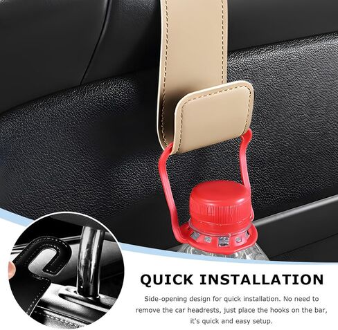 2 PCS Car Seat Headrest Hooks, Microfiber Leather Hanger Holder Hook for Hanging Purse and Bag, Universal Vehicle Back Seat Organizer Hook for Grocery Bag Handbag Coat (Black) in Kuwait