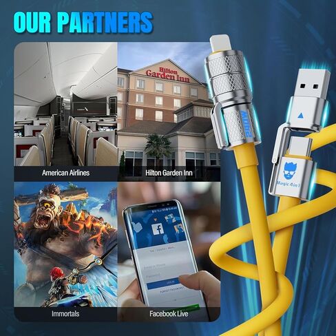 4 in 1 Multi USB Charging Cable 240W Compatible with iPhone iPad Galaxy MacBook Tablets and More, Fast Charging Charger Cord USB A to USB C to USB C, Chubby Cable - (1Pack, 5FT) in Kuwait