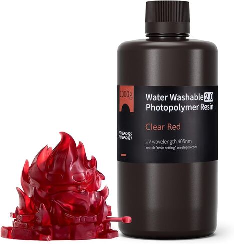 ELEGOO Water Washable 2.0 3D Printer Resin Grey 2KG, Low Shrinkage High Durability 395-405nm Fast Curing 3D Printing Liquid, High Strength and Toughness Resin for LCD/SLA/DLP Resin Printers in Kuwait
