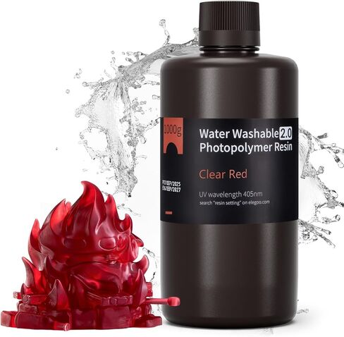 ELEGOO Water Washable 2.0 3D Printer Resin Grey 2KG, Low Shrinkage High Durability 395-405nm Fast Curing 3D Printing Liquid, High Strength and Toughness Resin for LCD/SLA/DLP Resin Printers in Kuwait