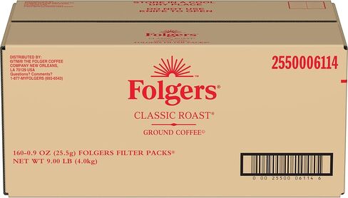 Folgers Classic Roast Coffee Filter Packs, 0.9 Oz, Box Of 160 Packs in Saudi Arabia