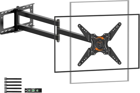 48'' Extension Long Arm TV Wall Mount with Power Strip, Heavy Duty Full Motion TV Mount for 37'' -80'' Screens up to 110 lbs, Max VESA 600x400mm, 16''18''24'' Wood Studs/Concrete/Brick Wall in Kuwait