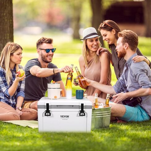 VEVOR Ultra-Light Hard Cooler, Ice Retention Cooler with Heavy Duty Handle, Ice Chest Lunch Box for Camping, Travel, Outdoor, Keeps Cool for up to 6 Days, 30% Lighter Than Rotomolded Coolers in Kuwait