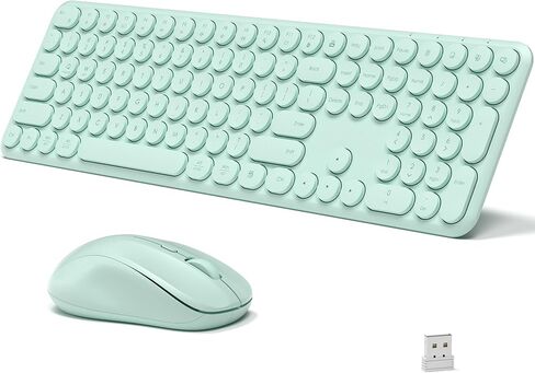 Wireless Keyboard and Mouse Combo, 110 Round Quiet Keys, Adjustable Optical Mouse, Share 1xUSB Receiver, Power Switch, for Windows Mac(Pink) in Saudi Arabia