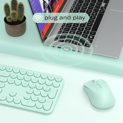 Wireless Keyboard and Mouse Combo, 110 Round Quiet Keys, Adjustable Optical Mouse, Share 1xUSB Receiver, Power Switch, for Windows Mac(Pink) in Saudi Arabia