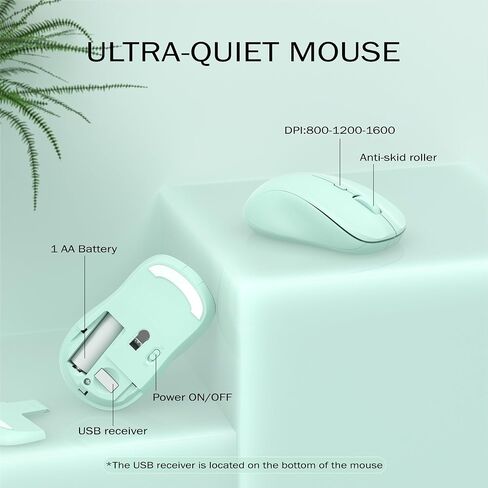 Wireless Keyboard and Mouse Combo, 110 Round Quiet Keys, Adjustable Optical Mouse, Share 1xUSB Receiver, Power Switch, for Windows Mac(Pink) in Saudi Arabia