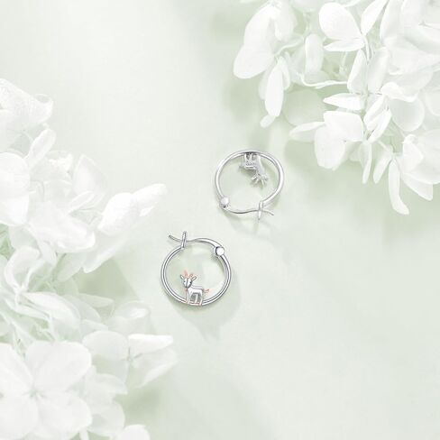 Panda Earrings 925 Sterling Silver Panda Hoop Earrings Panda Jewelry Gift for Women Panda Lovers in Kuwait