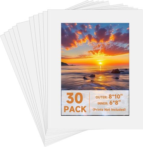 15 Pack Picture Frame Mats, 5x7 Matted to 4x5 Photo Mats, Acid-Free Bevel Cut 4-Ply Thickness Mat Board, Pre-Cut Mat Kit for Pictures, Photos, Prints & Watercolor Artwork (White) in Saudi Arabia
