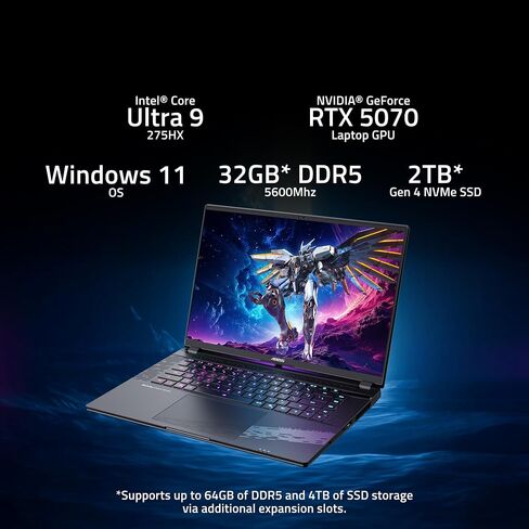 Gigabyte Aorus Master 16 Gaming Laptop - 240Hz 2560x1600 OLED - NVIDIA GEFORCE RTX 5080 - Intel Core Ultra 9 275HX - 1TB SSD مع 32GB DDR5 RAM - Windows 11 Home AD (AORUS MASTER 16 BYH -C5USE64SH) in Kuwait
