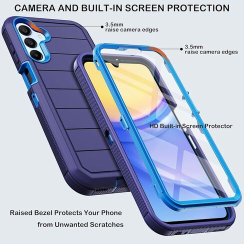 for Samsung Galaxy A13 5G Case with 2X Screen Protector+ 2X Camera Lens Protector,Heavy Duty Shockproof Drop Protection Military Grade Tough Durable Cover for Galaxy A13 (Black) in Kuwait