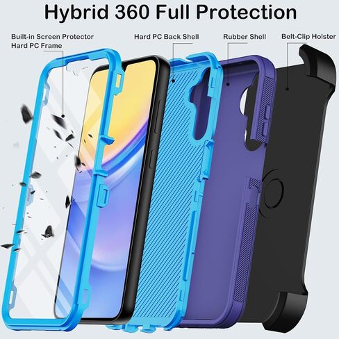 for Samsung Galaxy A13 5G Case with 2X Screen Protector+ 2X Camera Lens Protector,Heavy Duty Shockproof Drop Protection Military Grade Tough Durable Cover for Galaxy A13 (Black) in Kuwait